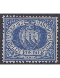 SAN MARINO 1877-90 10c azzurro MNH**
