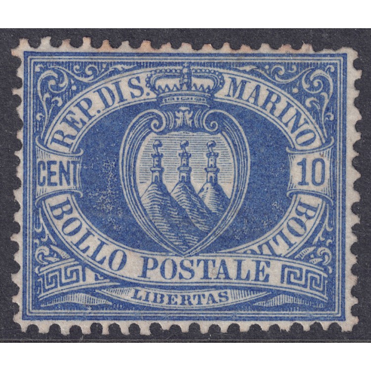 SAN MARINO 1877-90 10c azzurro MNH**