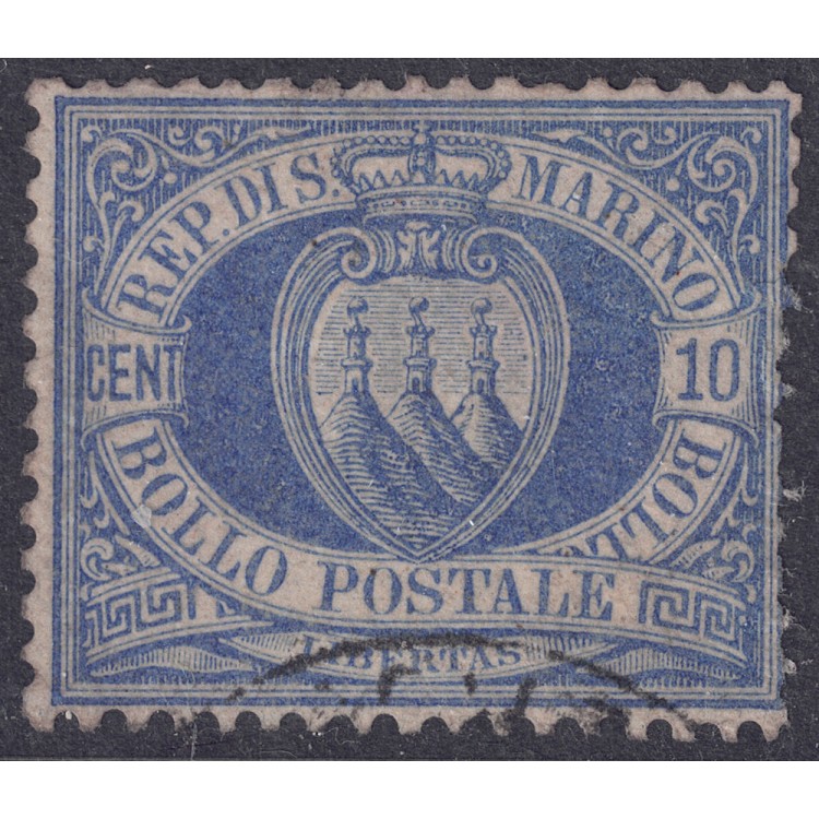 SAN MARINO 1877-90 10c oltremare us