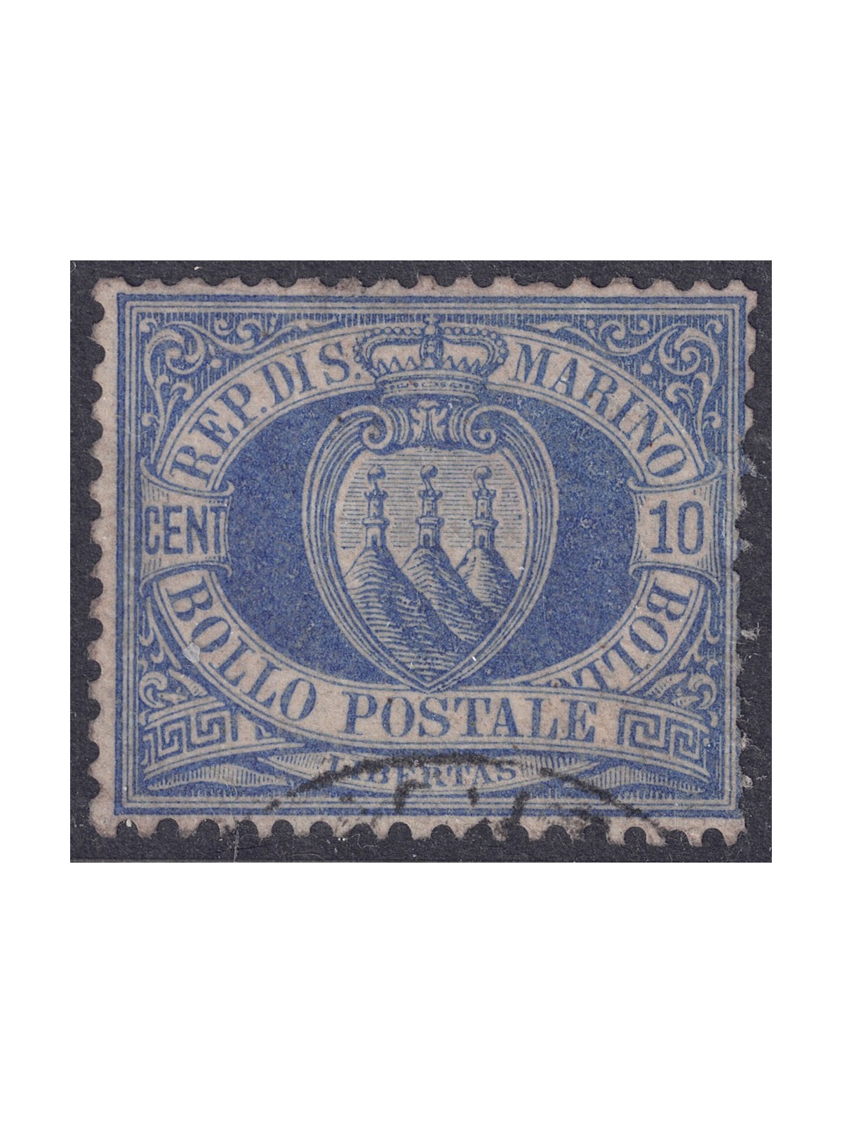 SAN MARINO 1877-90 10c oltremare us