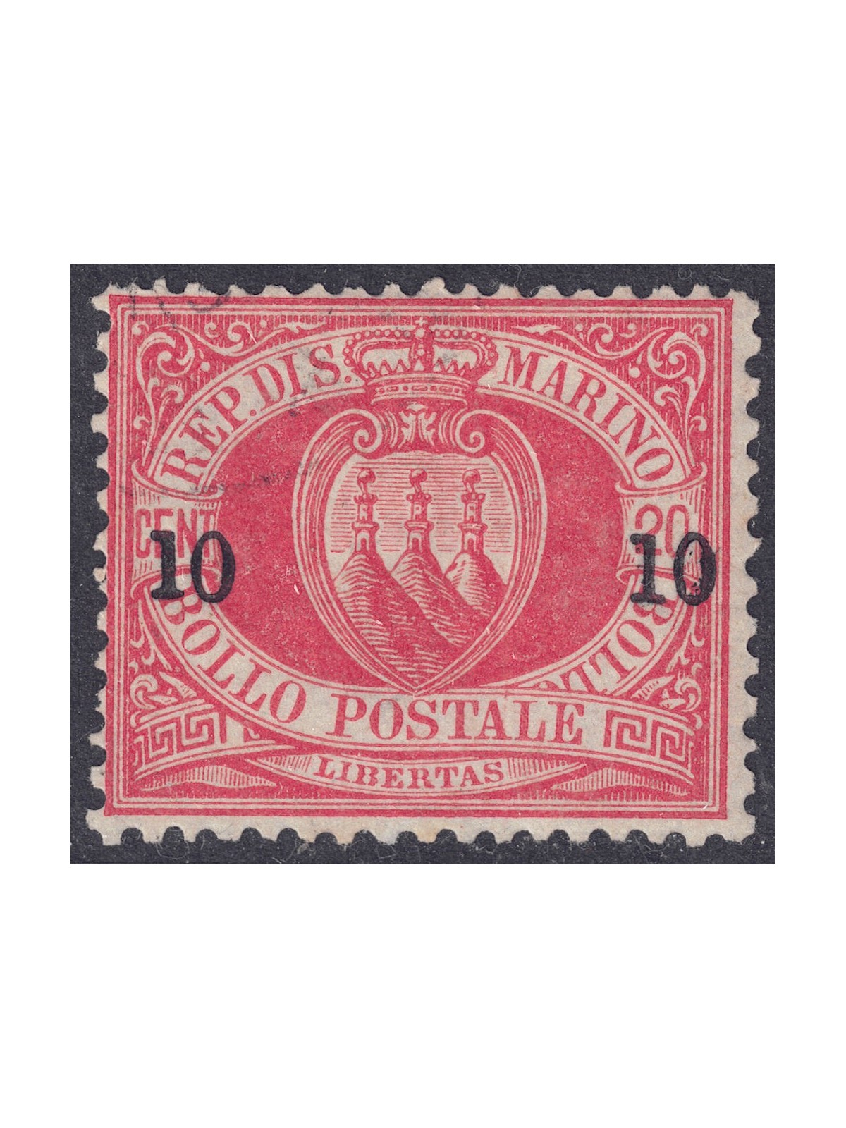 SAN MARINO 1892 10c on 20c red (11) MNH**
