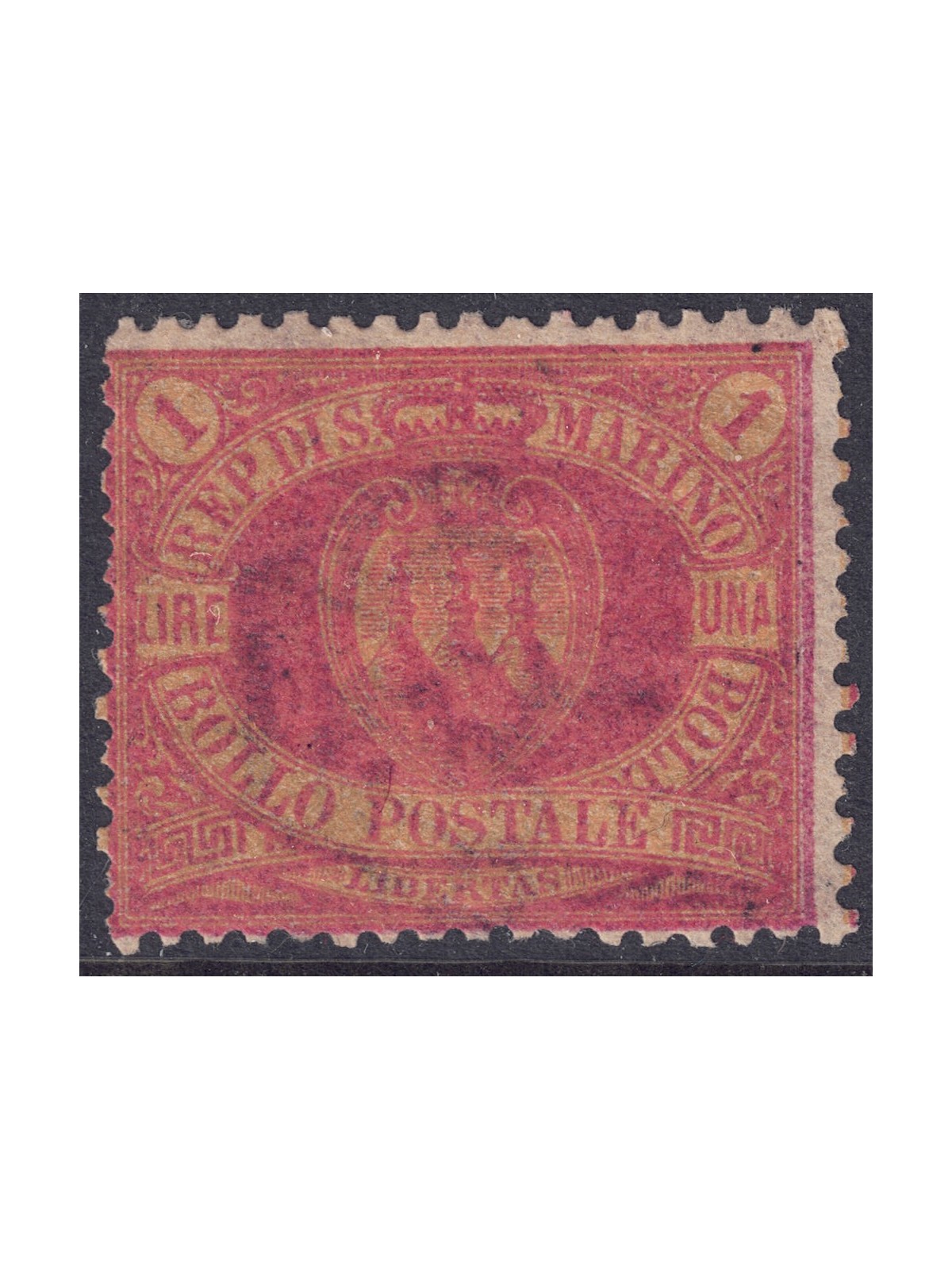 SAN MARINO 1892-94 1£ red on yellow MNH**