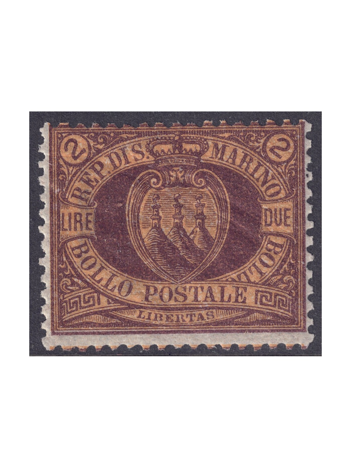 SAN MARINO 1892-94 £2 brown on carmine MNH**