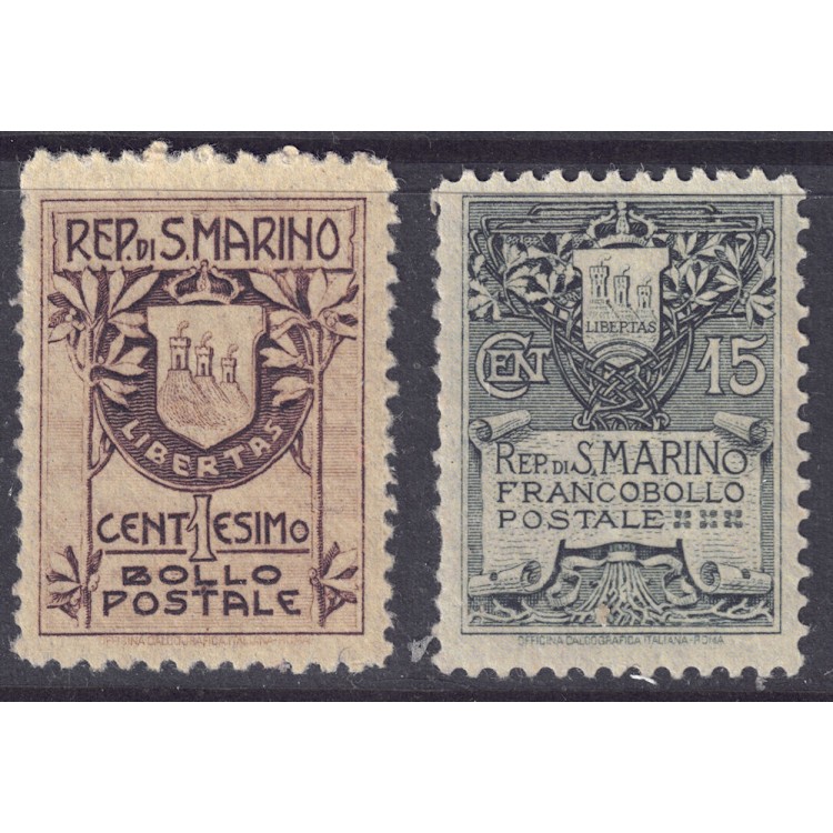SAN MARINO 1907 Coat of arms 2v MNH**