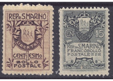 SAN MARINO 1907 Coat of arms 2v MNH**