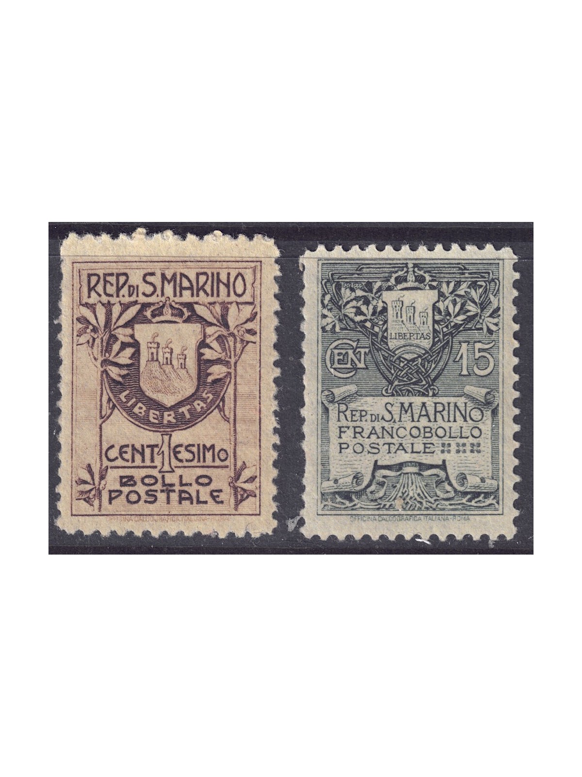 SAN MARINO 1907 Coat of arms 2v MNH**