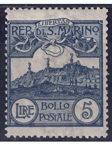 SAN MARINO 1903 £5 slate MNH**