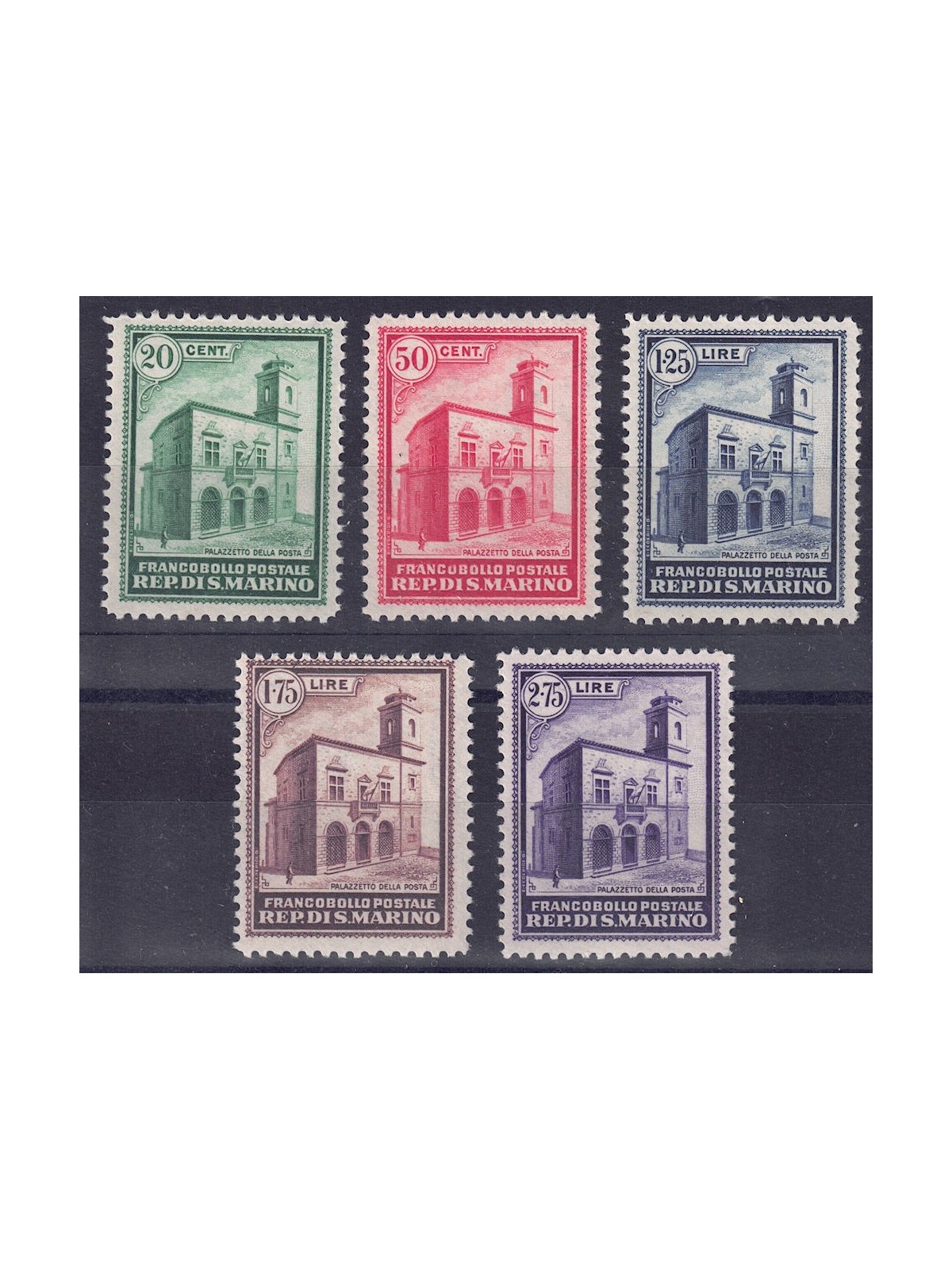 SAN MARINO 1932 Palazzo della Posta 5v MNH** ©