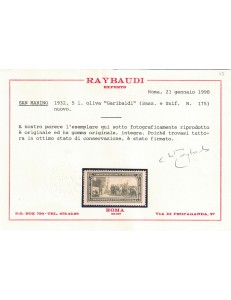 SAN MARINO 1932 Giuseppe Garibaldi 8v MNH** ©