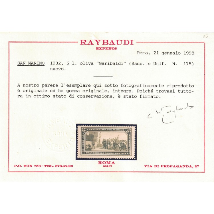 SAN MARINO 1932 Giuseppe Garibaldi 8v MNH** ©