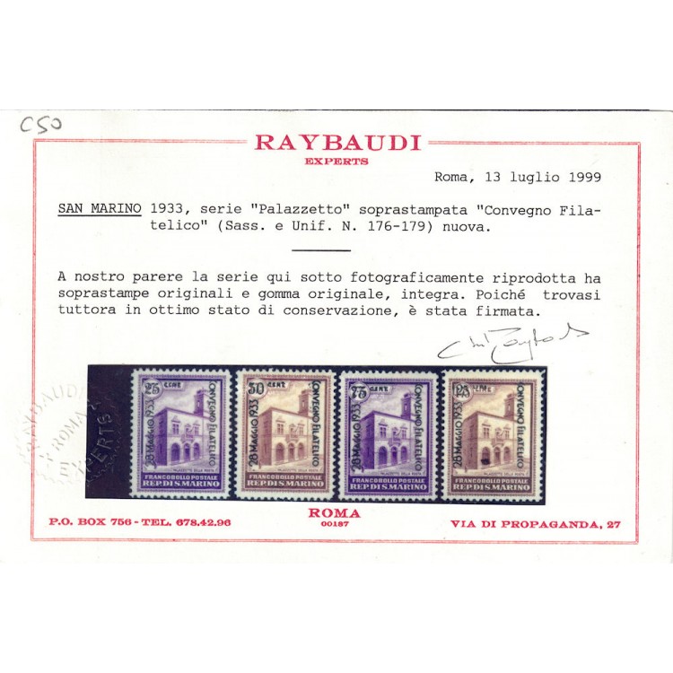 SAN MARINO 1933 Convegno filatelico 4v MNH** ©