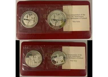 ICELAND 1974 500 and 1000 Kronur Silver UNC