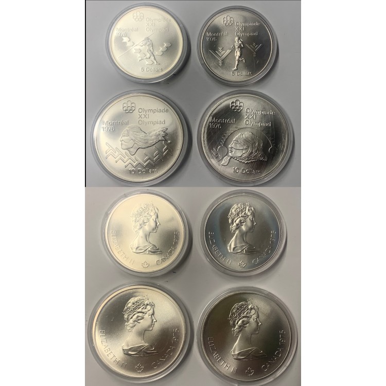 CANADA 1976 XXI Olimpiadi di Montréal set di 4 monete in argento FDC