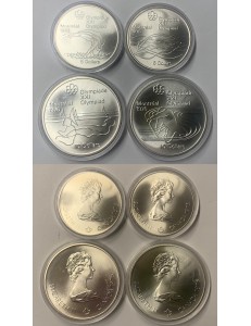 CANADA 1976 Olimpiadi di Montréal set di 4 monete in argento FDC (nuoto)