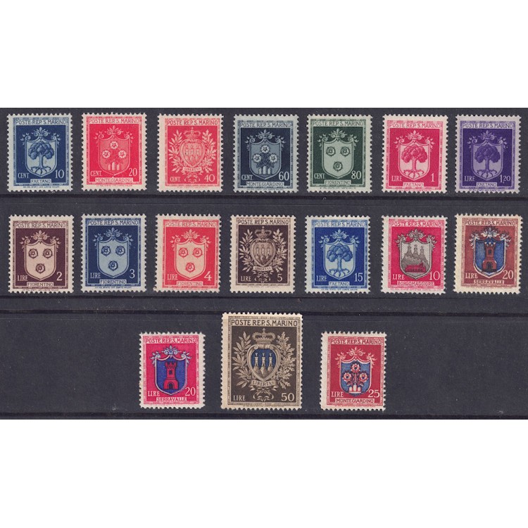 SAN MARINO 1945-46 Stemmi dei Castelli 17v MNH**