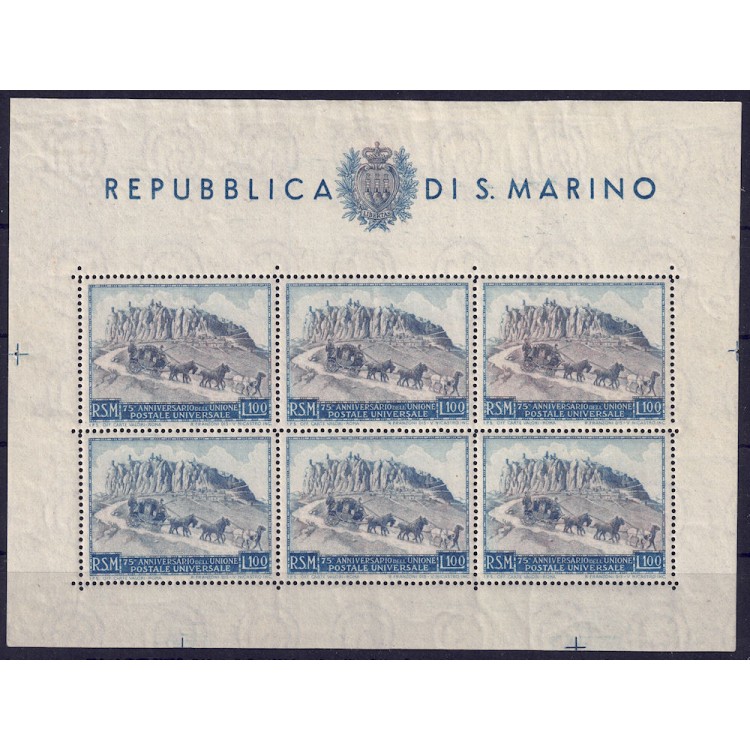 SAN MARINO 1949 UPU Anniversary £ 100 s/s MNH**