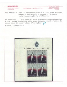 SAN MARINO 1954 Varietà ginnasta (17b) BF MNH** ©