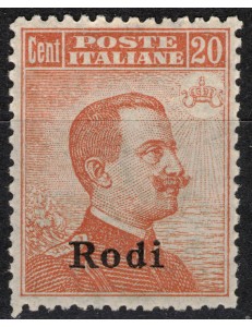 EGEO RODI 1918 20c arancio filigrana corona MNH**