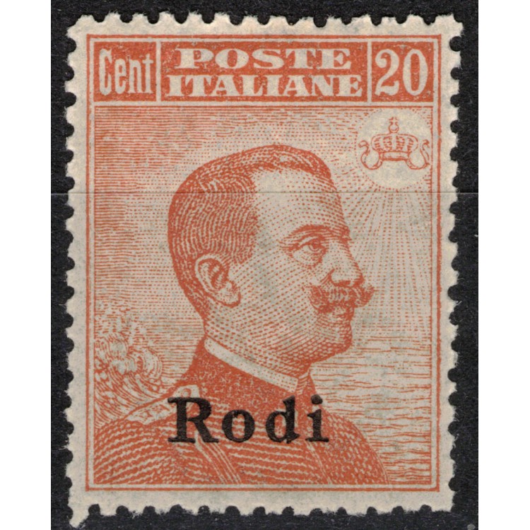 EGEO RODI 1918 20c arancio filigrana corona MNH**