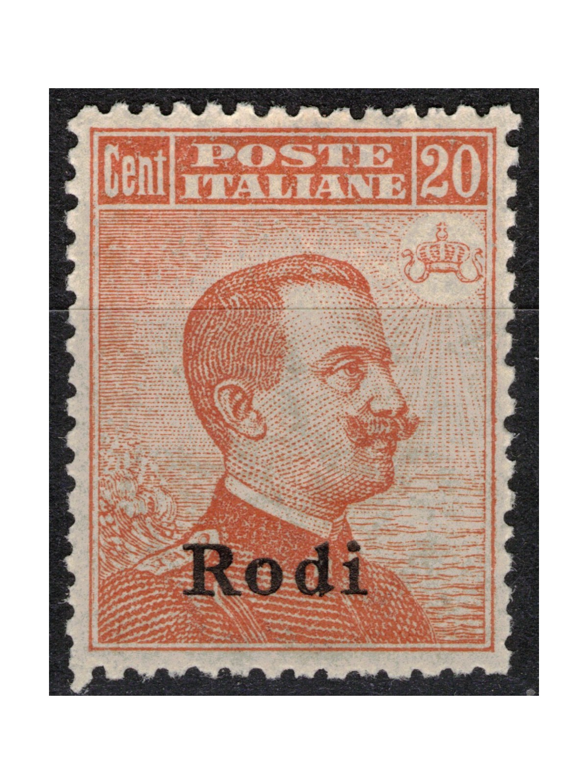 AEGEAN RHODES 1918 20c orange watermark crown MNH**