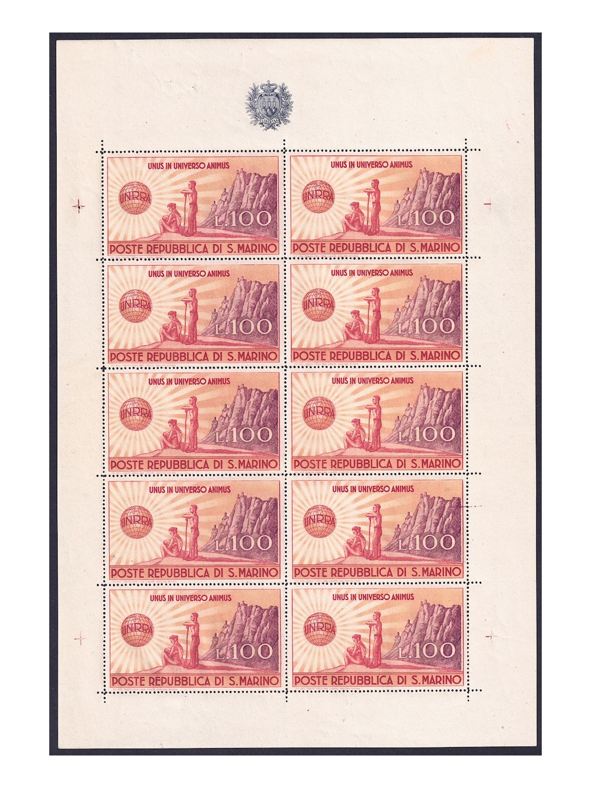 SAN MARINO 1946 Assistenza ai danneggiati dalla guerra, UNRRA BF MNH** ©
