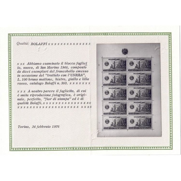 SAN MARINO 1946 Assistenza ai danneggiati dalla guerra, UNRRA BF MNH** ©