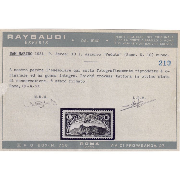 SAN MARINO 1931 Vedute (posta aerea) 10v MNH** ©