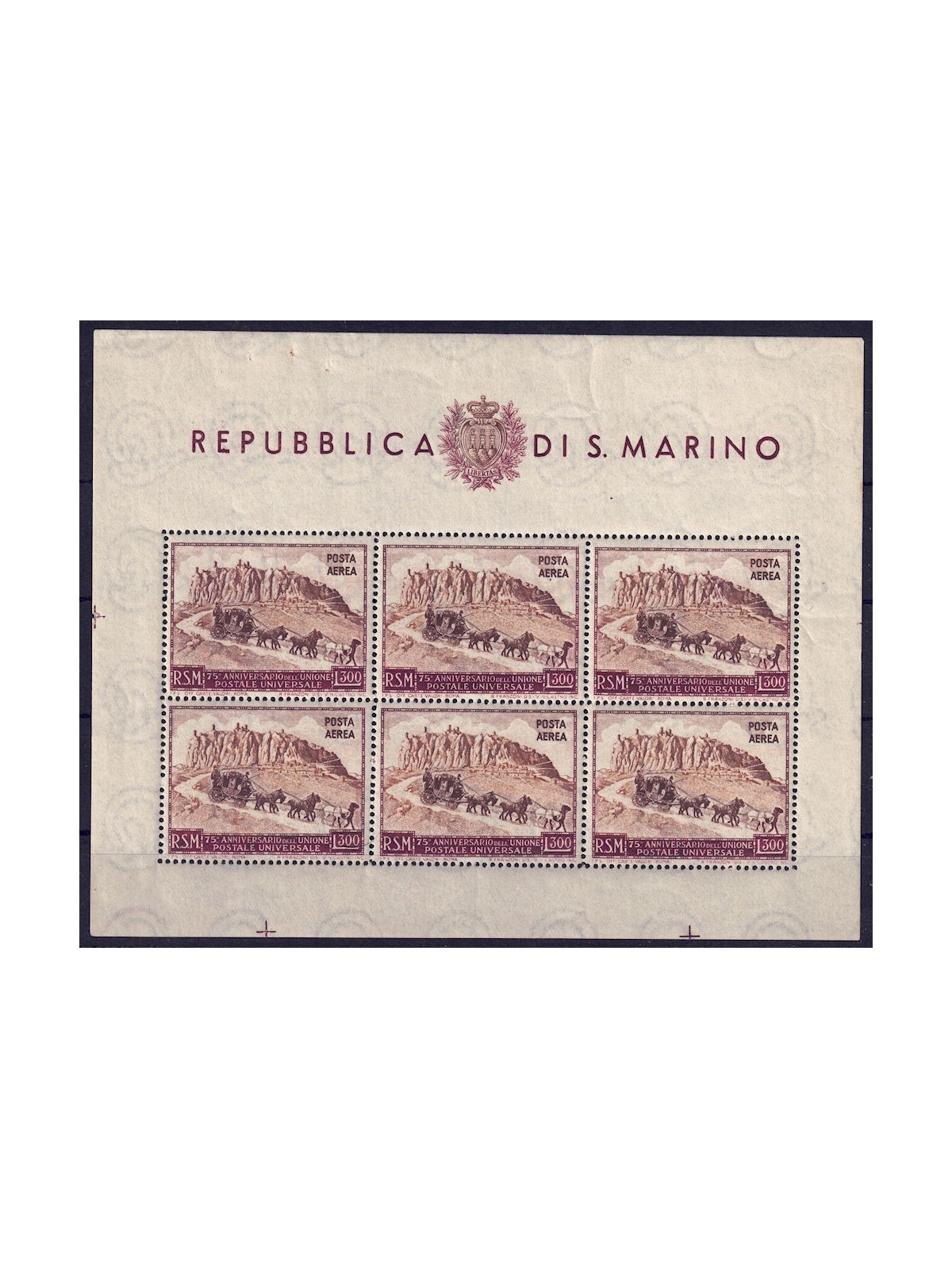 SAN MARINO 1951 Anniversario UPU (posta aerea) £ 300 BF MNH**
