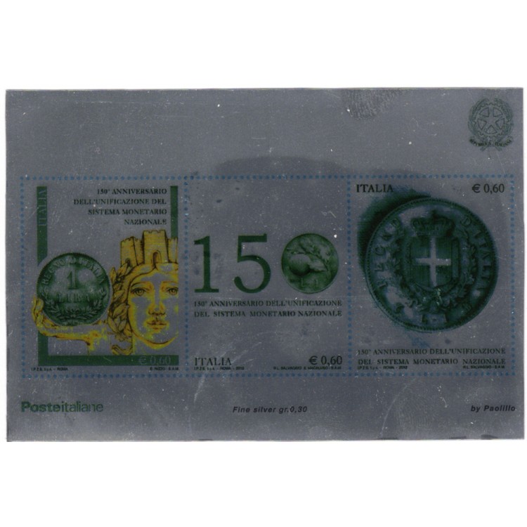ITALIA 2012 Anniversario della Lira BF MNH**