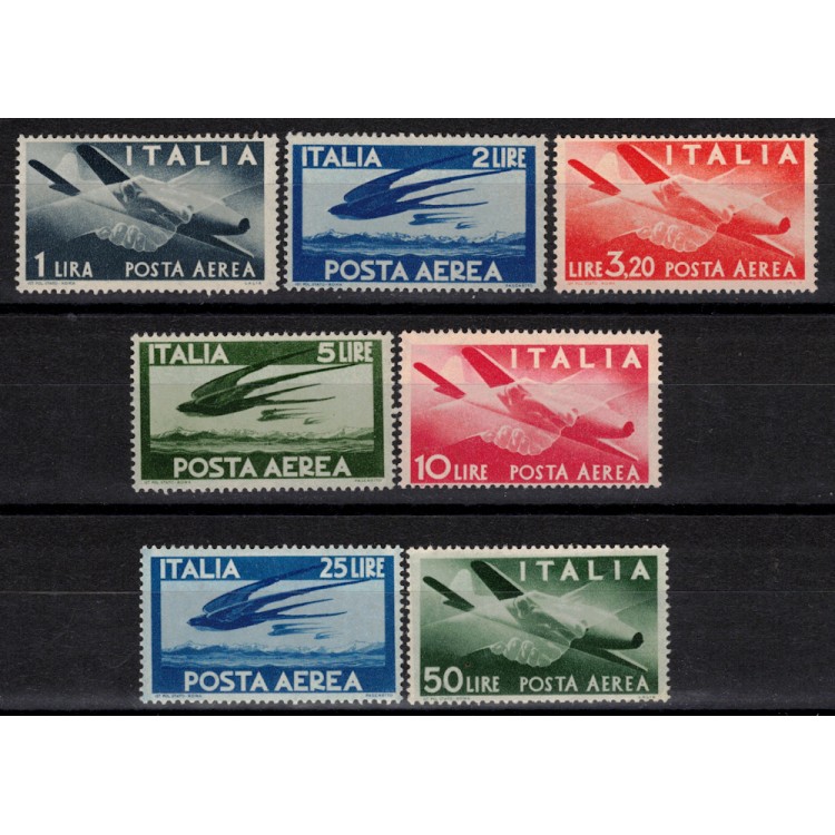 ITALY 1946-48 Democratic (airmail) 7v MH*