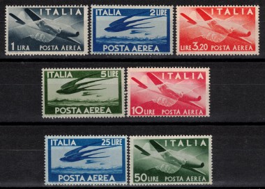 ITALY 1946-48 Democratic (airmail) 7v MH*