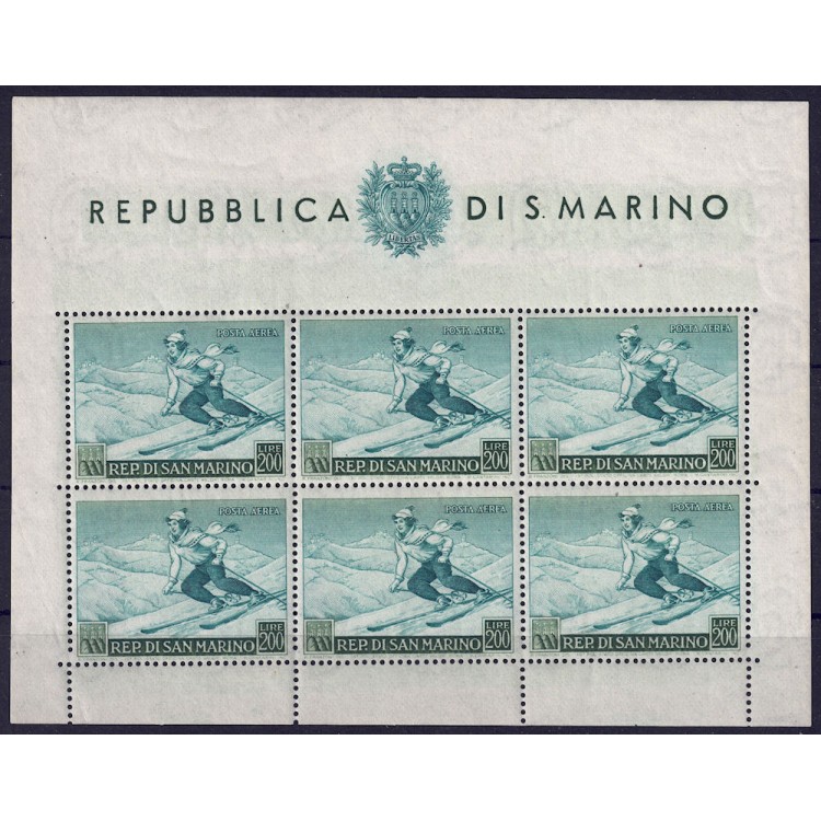 SAN MARINO 1953 Sport, skier s/s MNH** ©