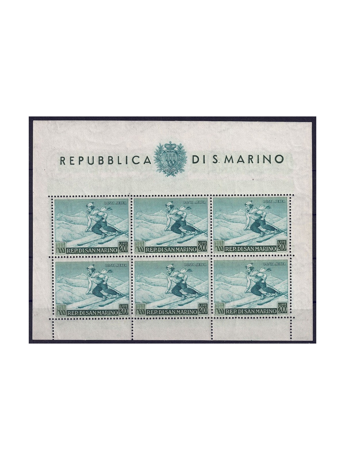 SAN MARINO 1953 Sport, skier s/s MNH** ©