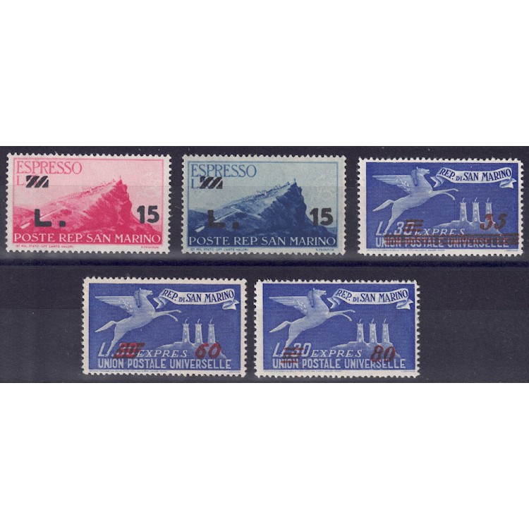 SAN MARINO 1947-48 Express overprinted 5v MNH**