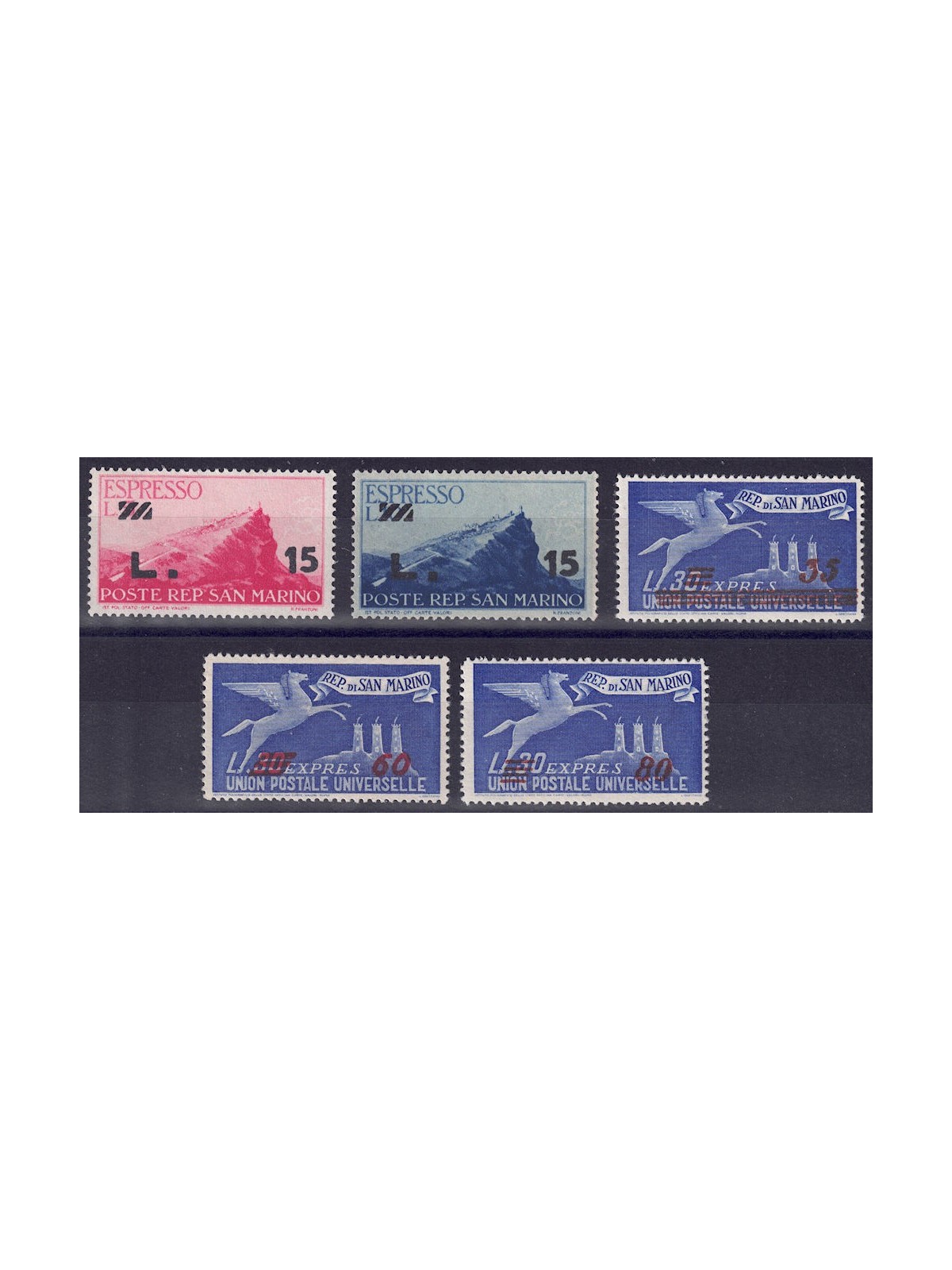 SAN MARINO 1947-48 Express overprinted 5v MNH**