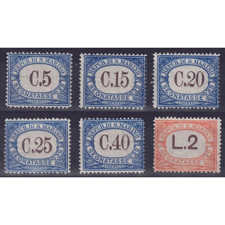 SAN MARINO 1939 Segnatasse 6v MNH**