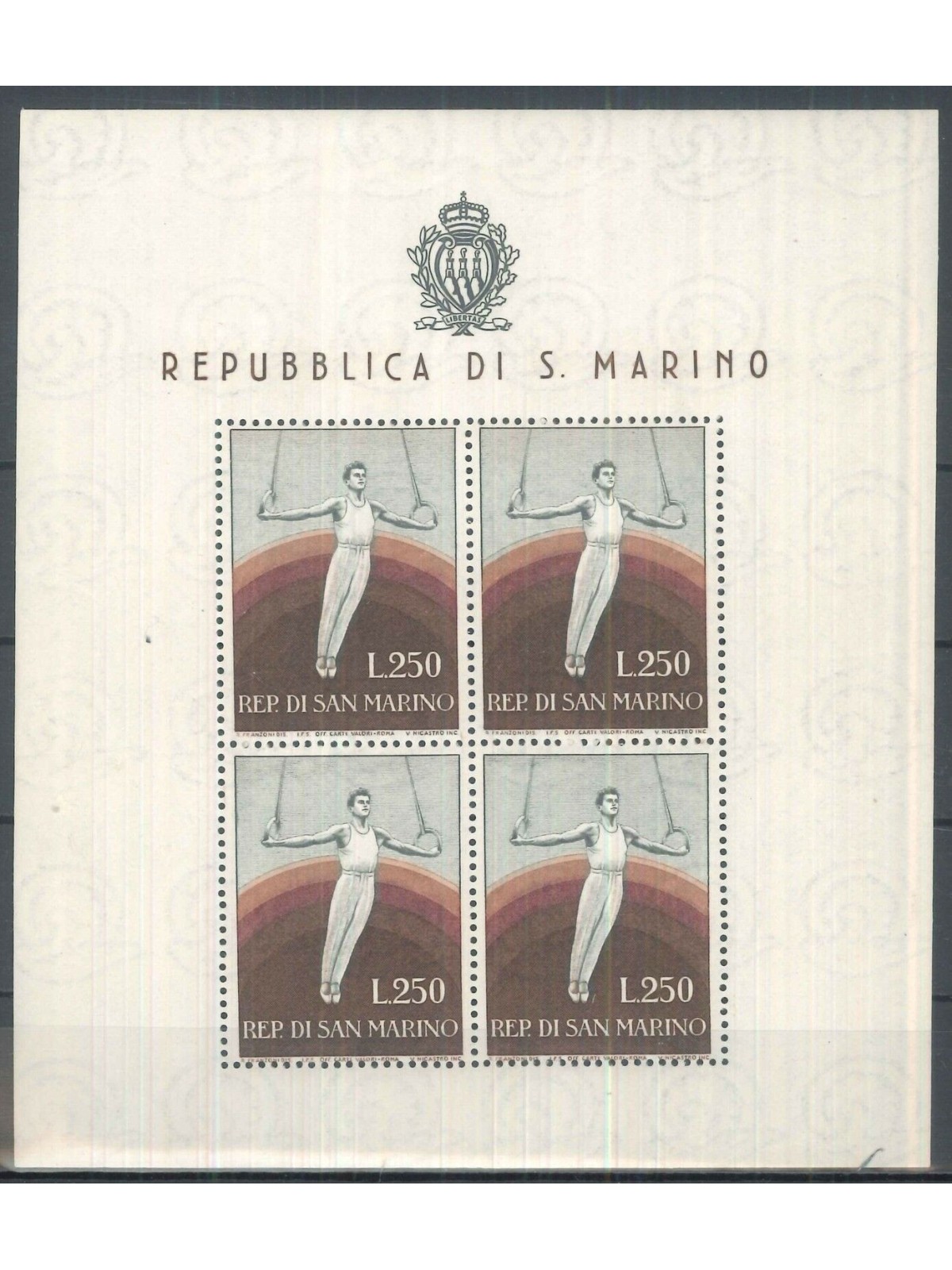 SAN MARINO 1954 Sport, ginnasta BF MNH** ©