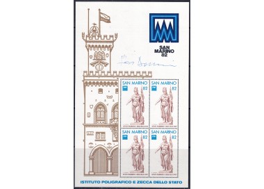 SAN MARINO 1982 Statue of Liberty, signed commemorative sheet MNH**