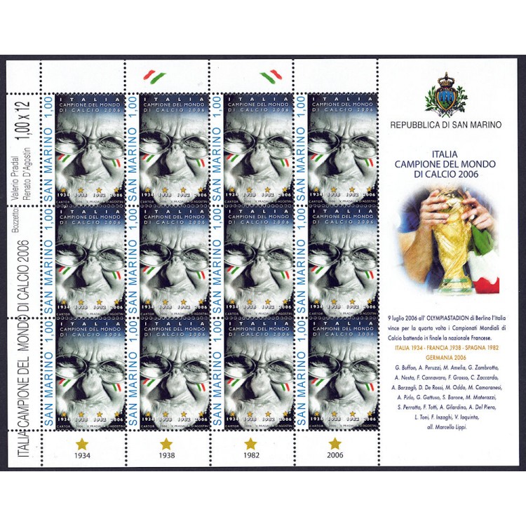 SAN MARINO 2006 Italia campione del mondo di calcio MF MNH**
