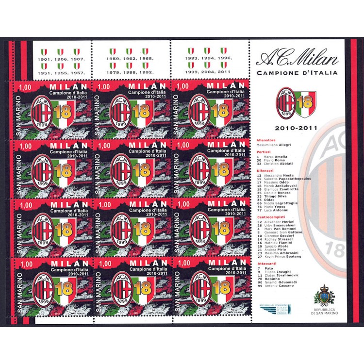 SAN MARINO 2011 Milan campione d'Italia MF MNH**