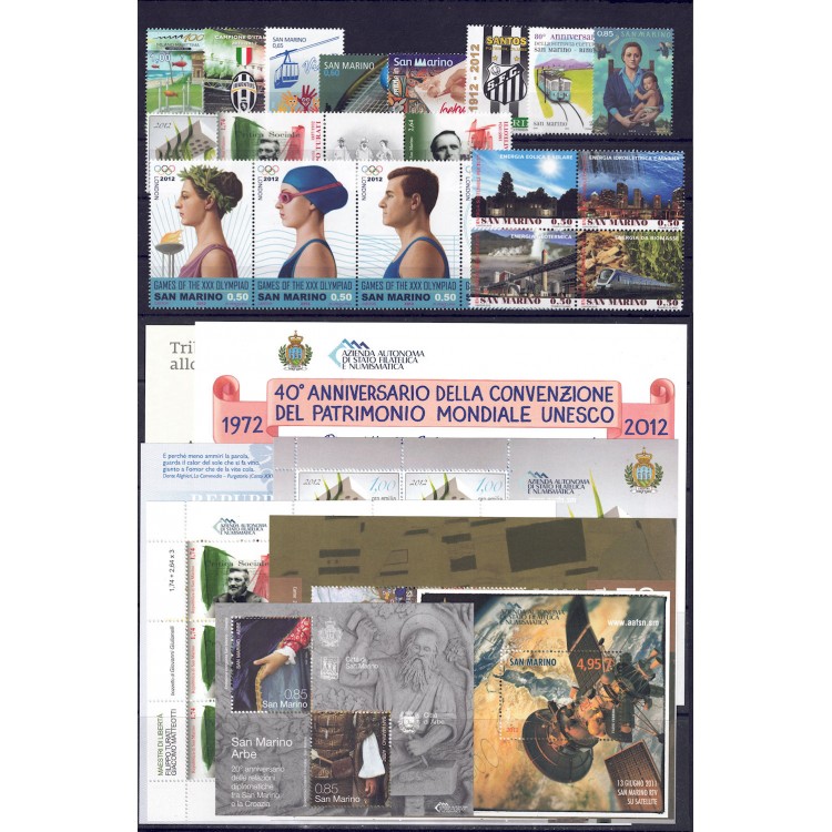SAN MARINO 2012 Complete Year 19v + 8 s/s MNH**