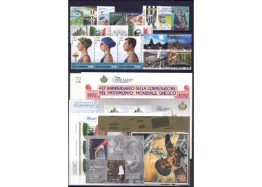 SAN MARINO 2012 Annata completa 19v + 8 BF MNH**
