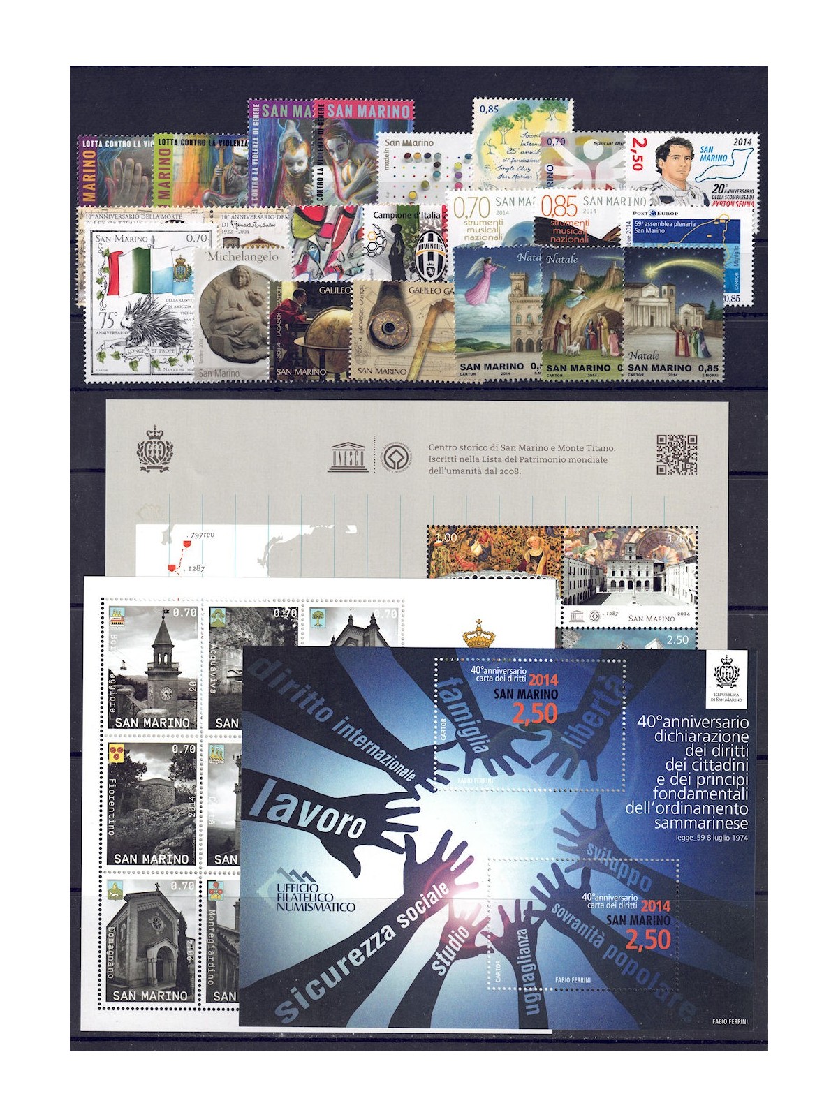 SAN MARINO 2014 Annata completa 23v + 3 BF MNH**