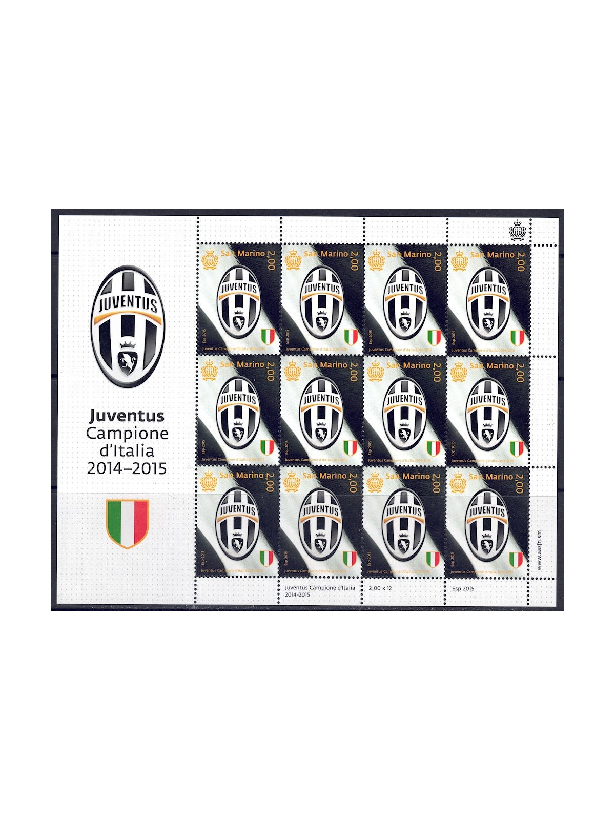 SAN MARINO 2015 Juventus Italian Champion m/s MNH**