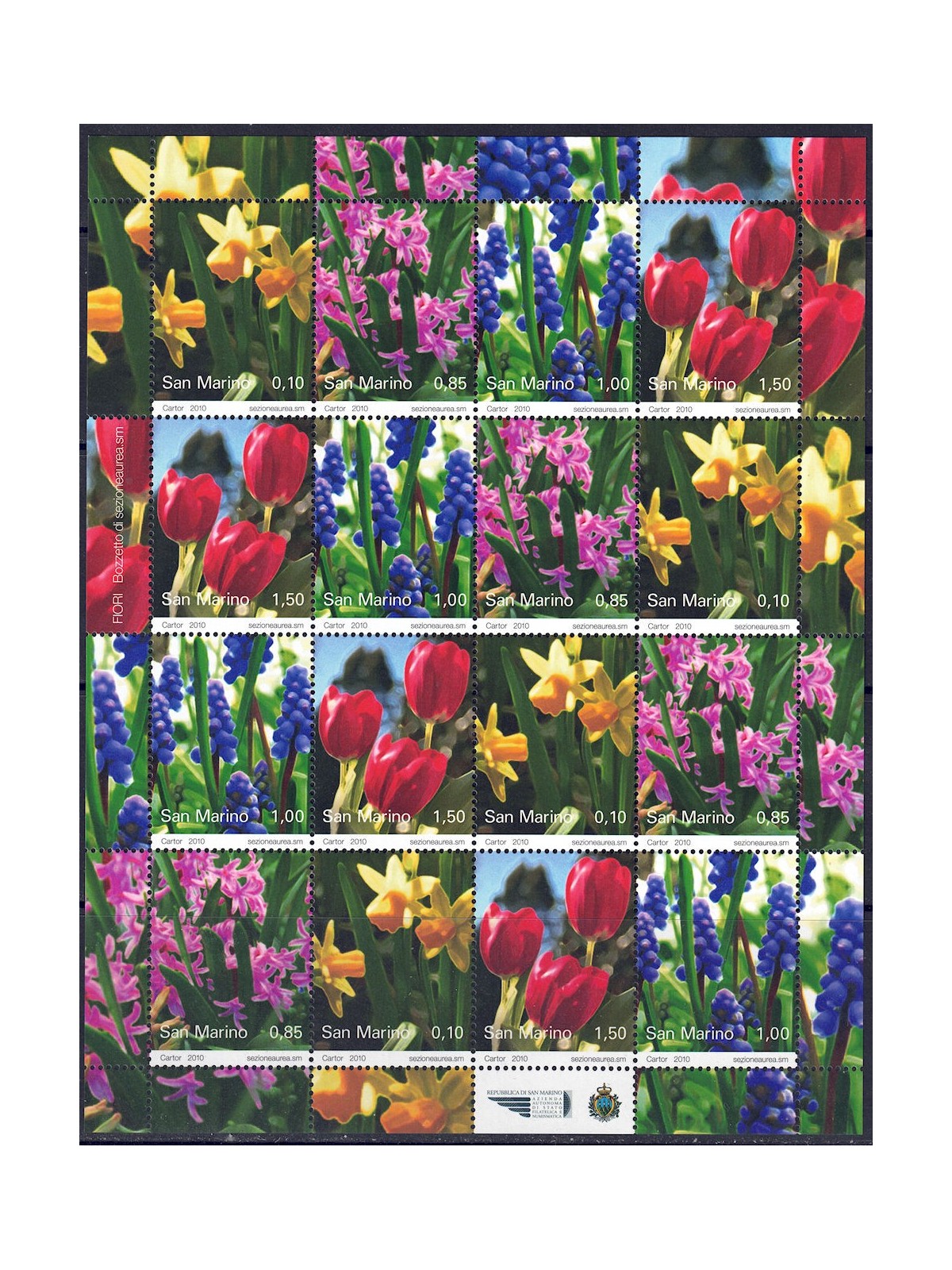 SAN MARINO 2010 Fiori MF MNH**
