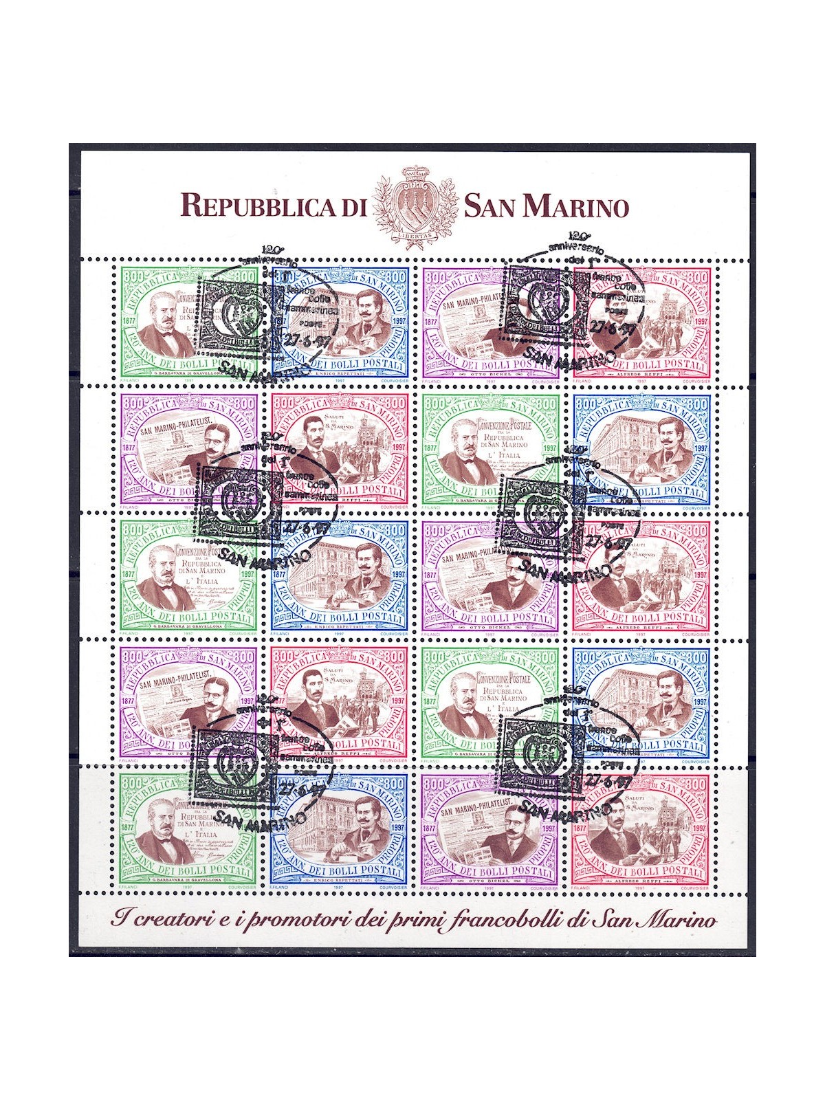 SAN MARINO 1997 First stamp of San Marino m/s us