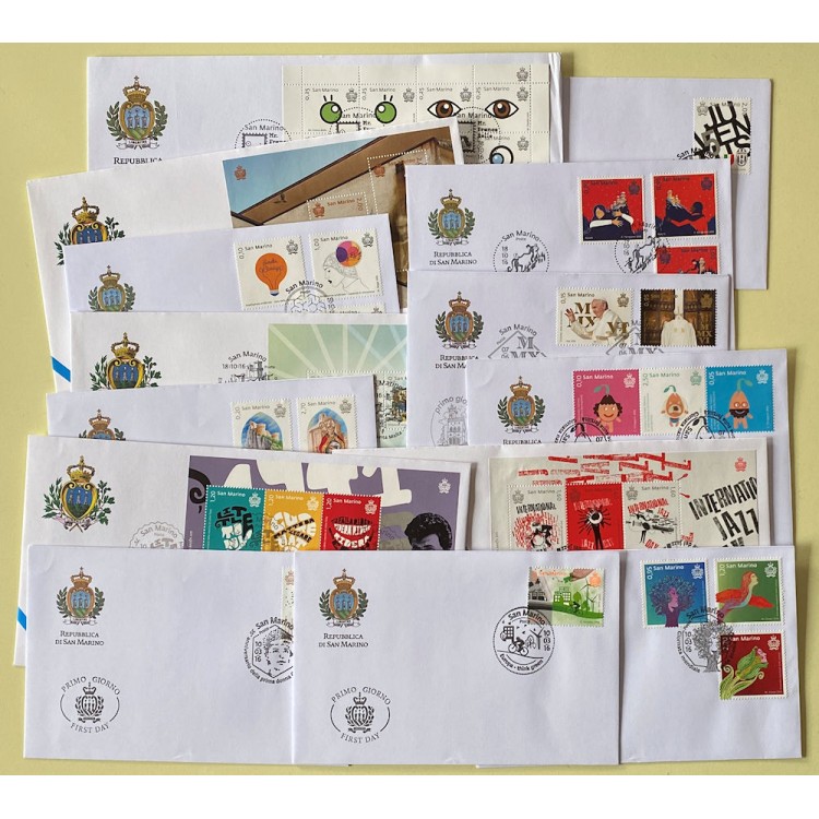 FDC SAN MARINO 2016 Annata completa 14 Buste nv