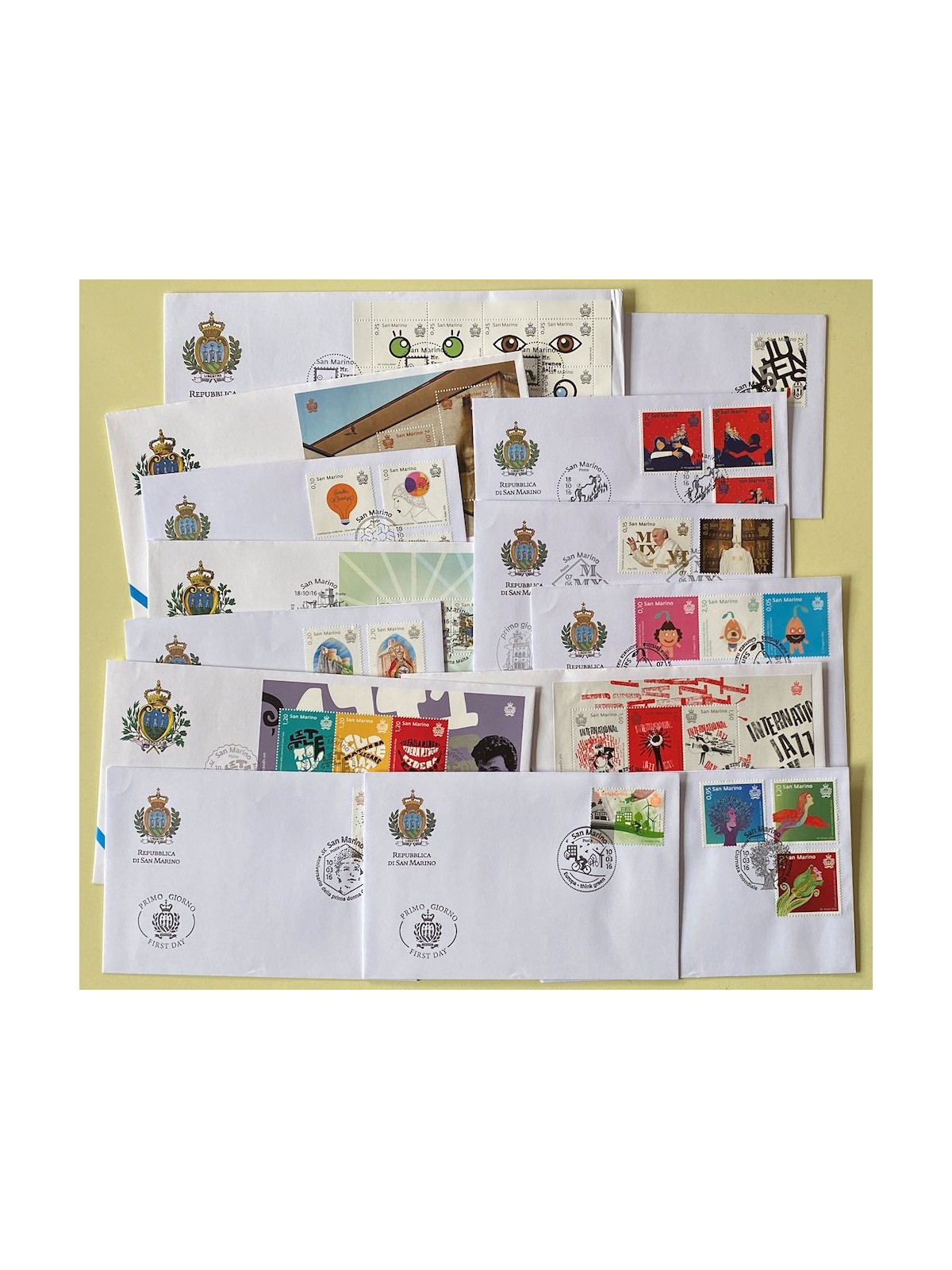 FDC SAN MARINO 2016 Annata completa 14 Buste nv