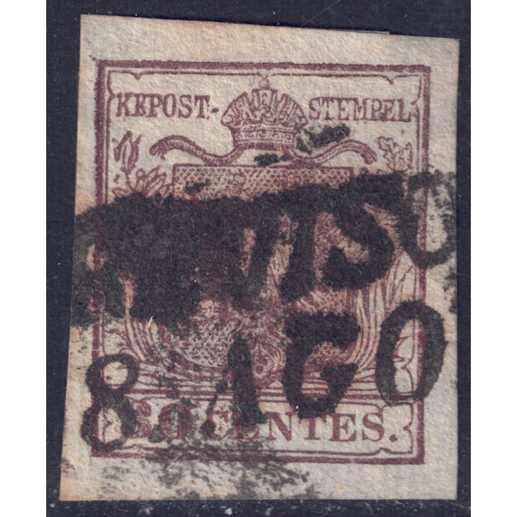 REGNO LOMBARDO VENETO 1850 Stemma 30c bruno us