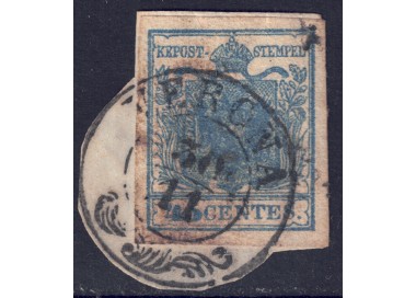 REGNO LOMBARDO VENETO 1850 Stemma (45c azzurro) 1° tipo us